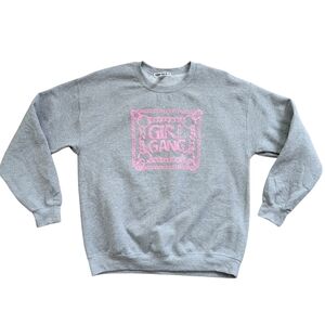 Semi Nice Gray Pink “Girl Gang” Graphic Crewneck Sweatshirt Size Large